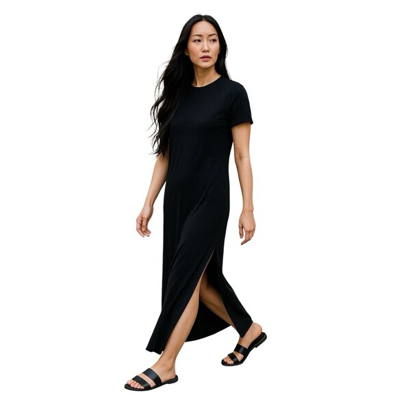 Michael Kors Dresses & Skirts - Michael Kors NWT Black T-shirt Maxi Dress With Side Slits Size S